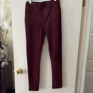 Burgundy Suede-Look Pants